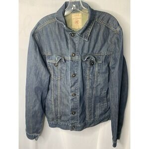 Mens XL Red Camel Blue‎ Jean Jacket Trucker Denim